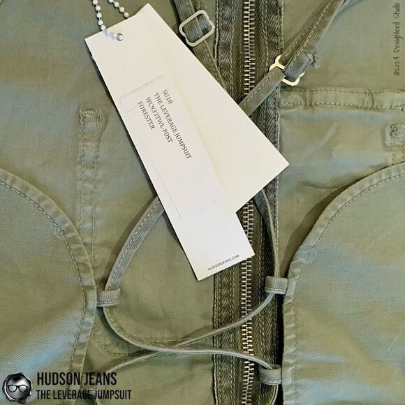 HUDSON JEANS THE LEVERAGE JUMPSUIT IN FORESTER LIGHT CAMO GREEN OVERALLS SMALL - Picture 7 of 14